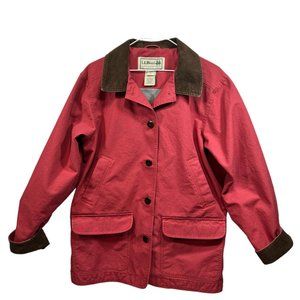 VTG 90’s LL Bean Adirondack Canvas Chore Jacket Barn Coat Red Size L Corduroy